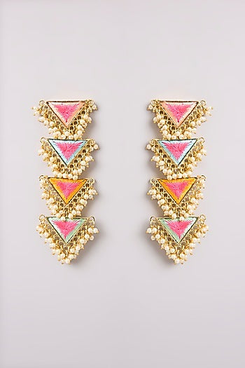 Multi-Colored Seed Pearl Dangler Earrings