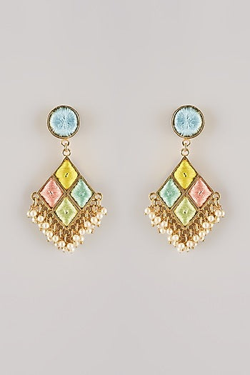 Multi-Colored Pearl Dangler Earrings