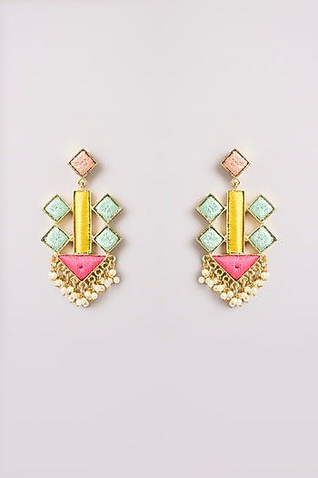 Multi-Colored Seed Pearl Dangler Earrings