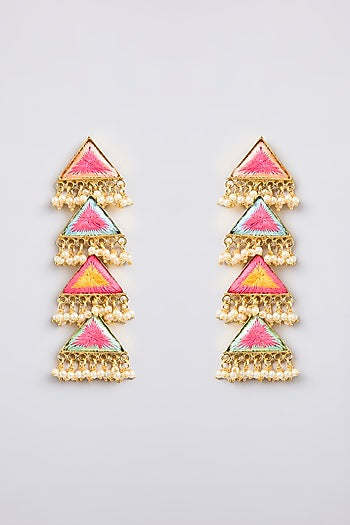 Multi-Colored Pearl Beaded Dangler Earrings