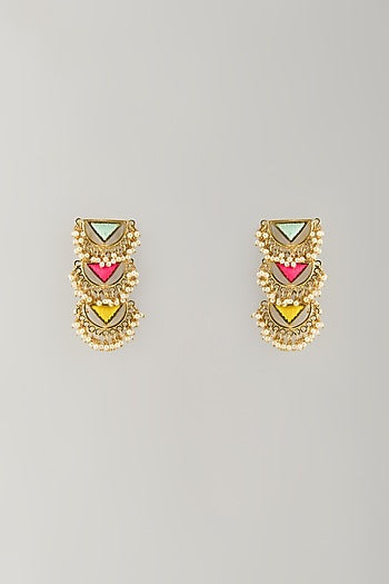 Multi-Colored Stone & Silk Thread Dangler Earrings
