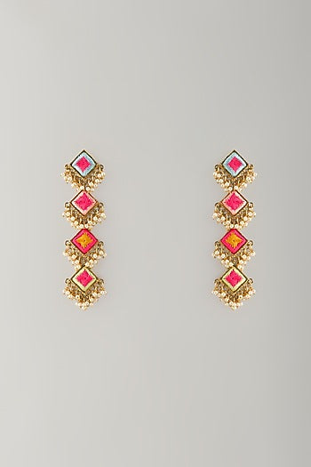 Multi-Colored Stone & Silk Thread Dangler Earrings