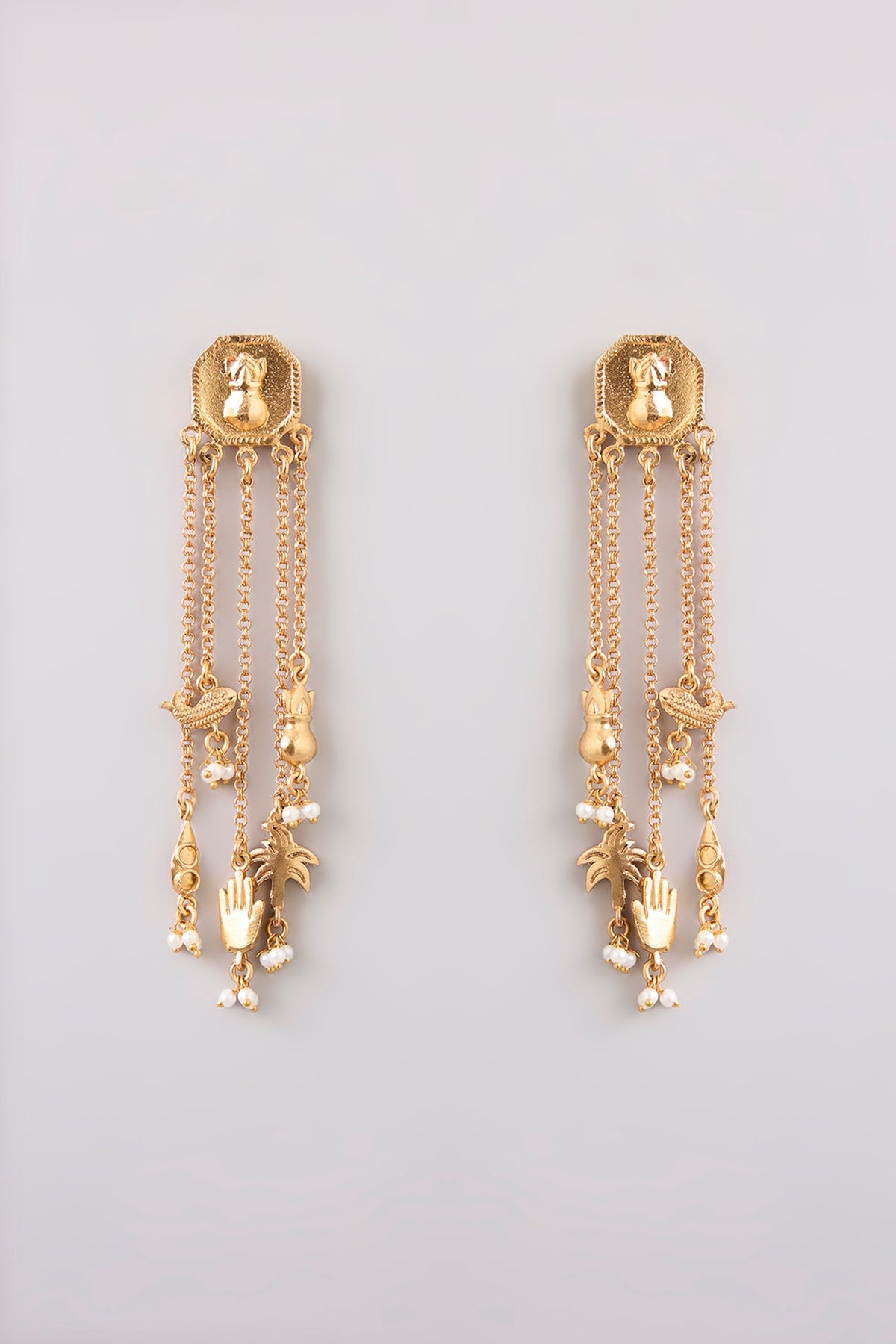 Gold Finish Dangler Earrings