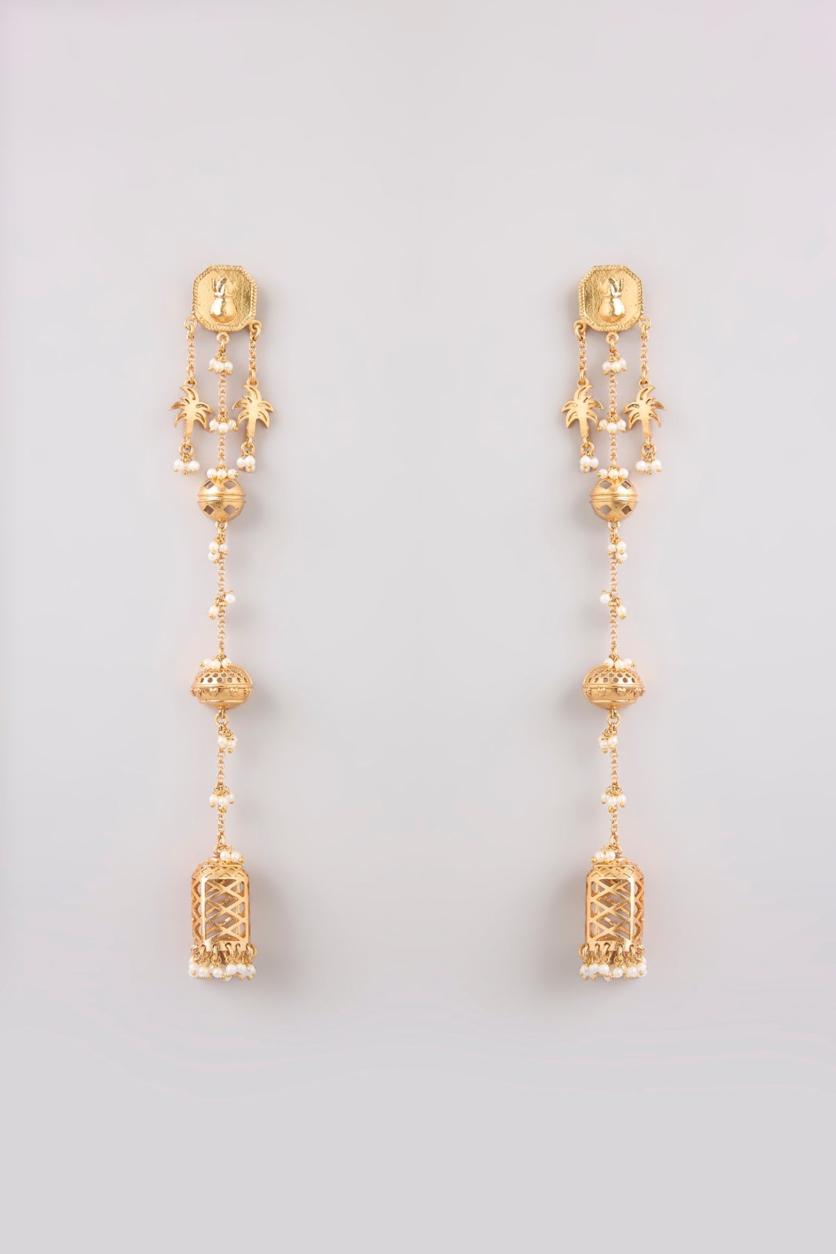 Gold Finish Dangler Earrings