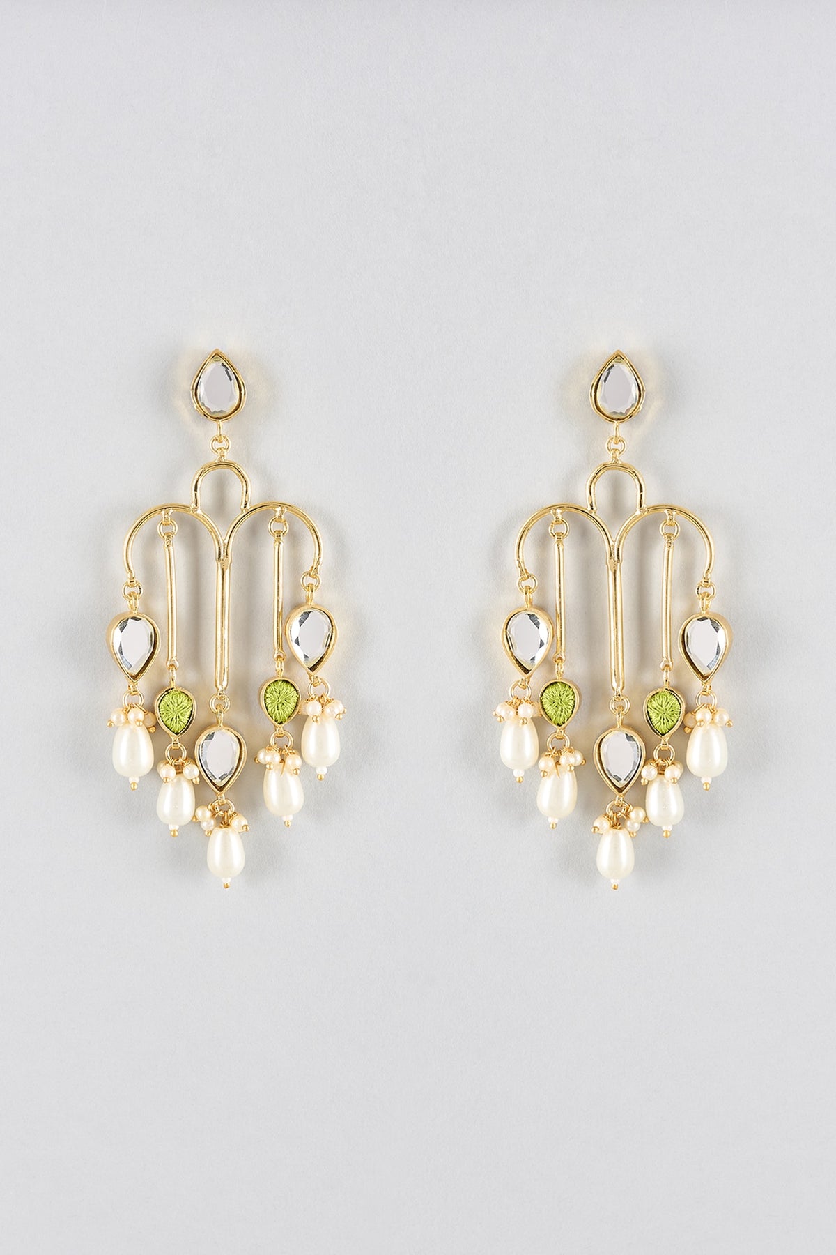 Multi-Colored Mirror & Pearl Dangler Earrings