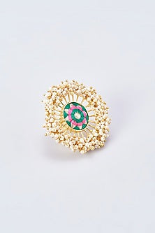 Gold Finish Embroidered Ring