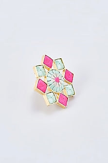 Gold Finish Silk Thread Embroidered Ring