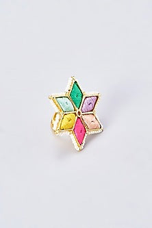 Gold Finish Silk Thread Embroidered Ring