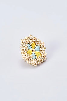 Gold Finish Silk Thread Embroidered Ring