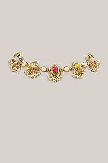 Gold Plated Pearl Enameled Choker Necklace