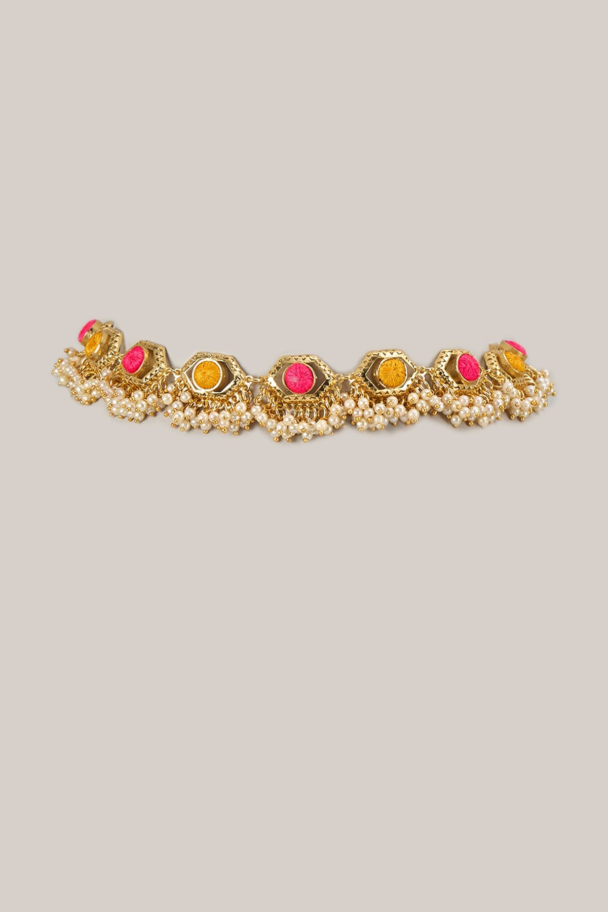 Gold Plated Enameled Choker Necklace