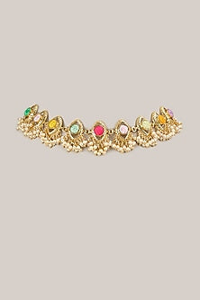 Gold Plated Multi-Colored Enameled Choker Necklace