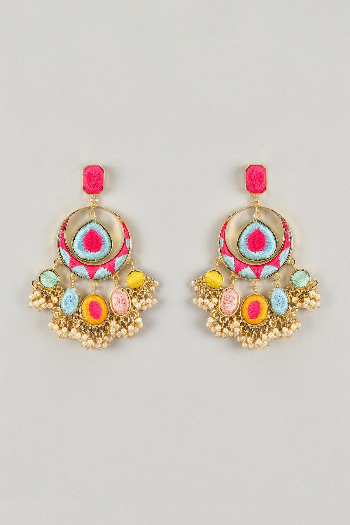 Gold Plated Multi-Colored Enameled Peacock Dangler Earrings