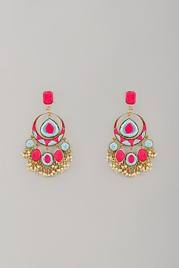 Gold Finish Silk Thread Embellished Dangler Earrings