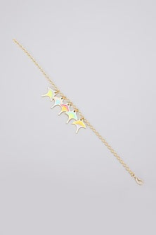 Gold Plated Pearl Multi-Colored Enameled Bracelet