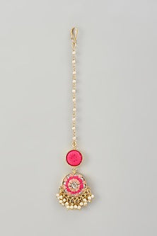 Gold Finish Silk Thread & Pearl Embellished Maangtikka