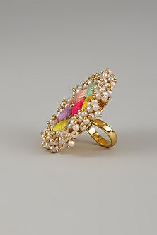 Gold Plated Multi-Colored Enameled Ring