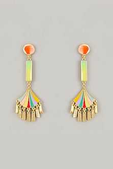 Gold Plated Pearl Rose Pink Enameled Jhumka Earrings