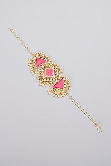Gold Plated Pearl & Silk Thread Embroidered Bracelet