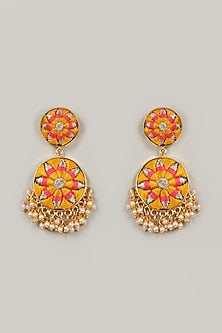 Gold Finish Embroidered Earrings