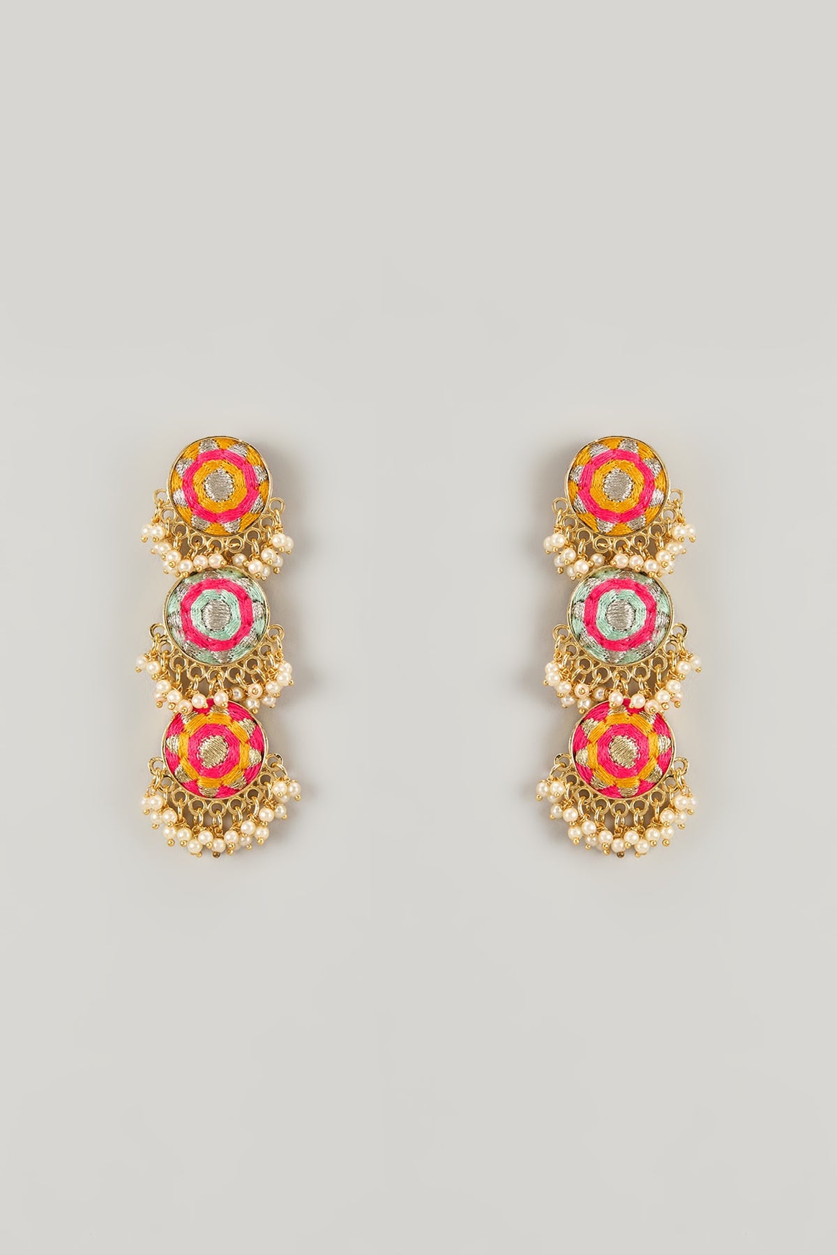 Gold Plated Yellow Enameled Dangler Earrings