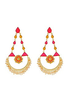 Matte Gold Finish Chandbali Earrings With Pearls