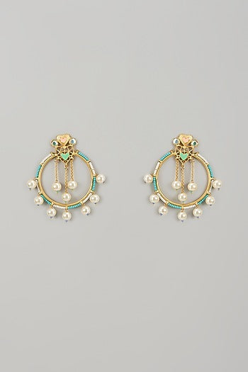 Gold Finish Swarovski Enameled Dangler Earrings