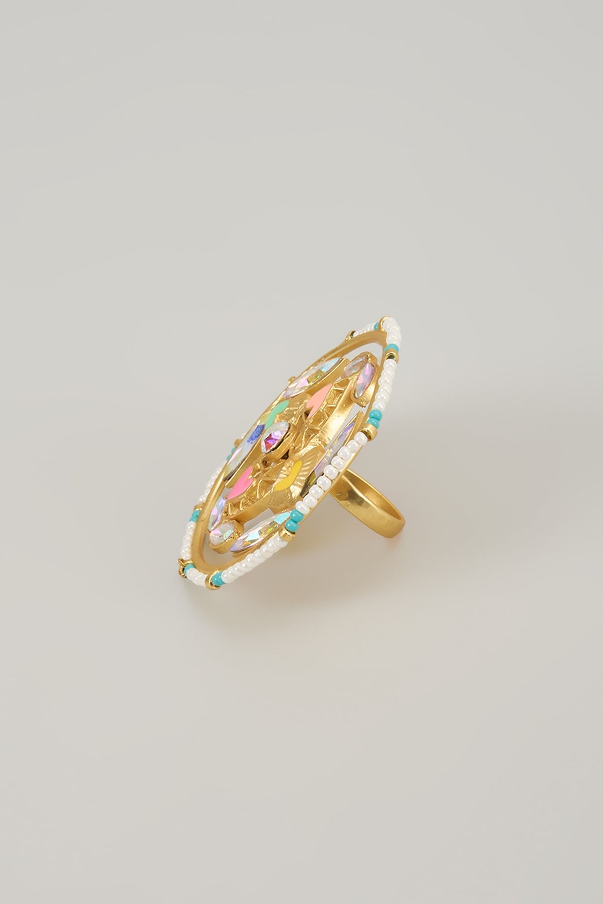 Gold Finish Swarovski Enameled Ring