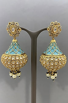 Gold Finish Enameled Earrings