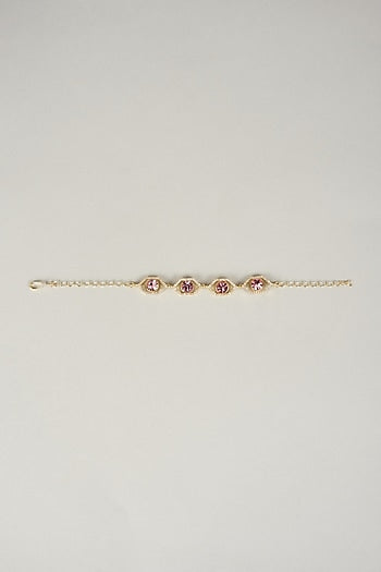 Gold Plated Rose Swarovski Crystal & White Diamond Bracelet
