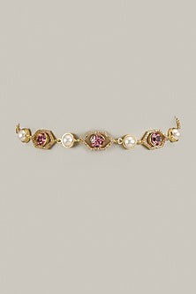 Gold Plated Rose Swarovski Crystal & White Diamond Choker Necklace
