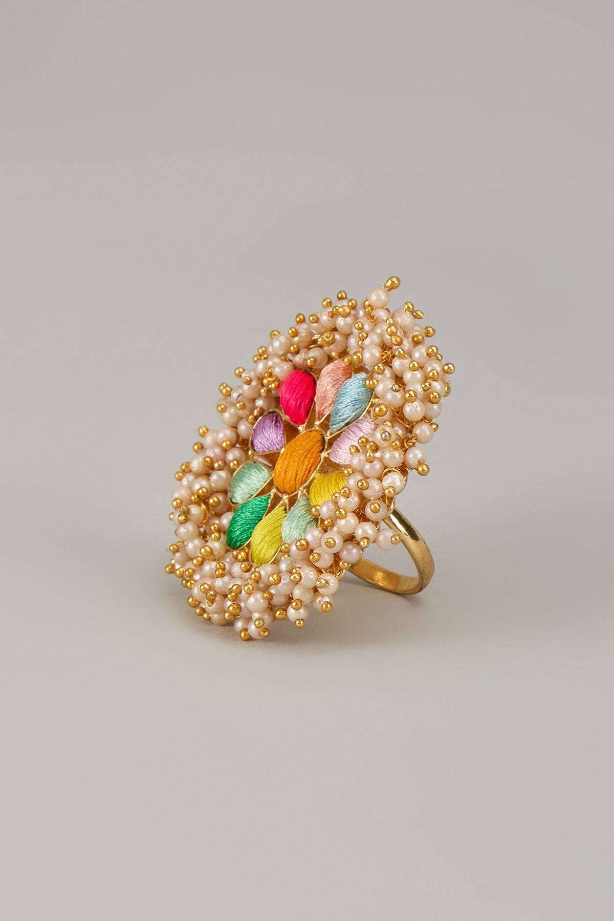 Gold Matte Finish Embellished Ring