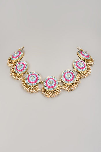 Gold Matte Finish Embellished Necklace