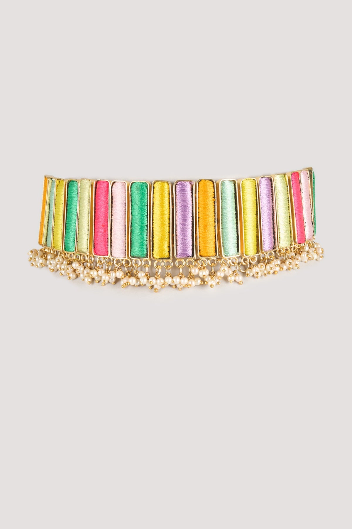 Multi-Colored Brass Threadwork Choker Necklace