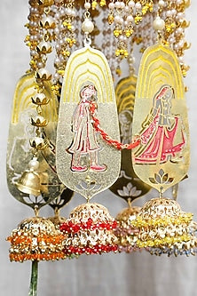 Gold Finish Floral Cap Kaleeras (Set of 2)