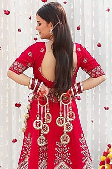 Gold Finish Pearl Cluster Kaleeras (Set of 2)