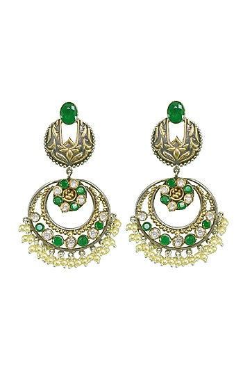 Gold Finish Ruby Red Stone Earrings