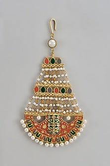 Gold Finish Pearl & Multi-Colored Enameled Pasa