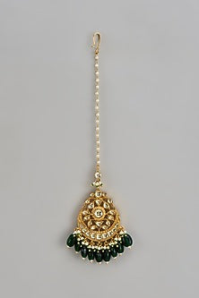 Gold Finish Jadau Kundan Polki Maangtikka