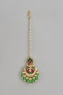 Gold Finish Jadau Kundan Polki Maangtikka