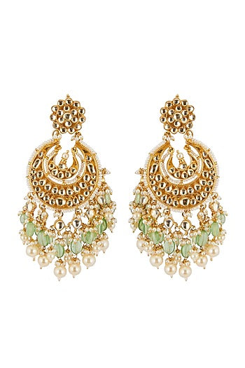 Gold Finish Beaded Chandbali Earrings