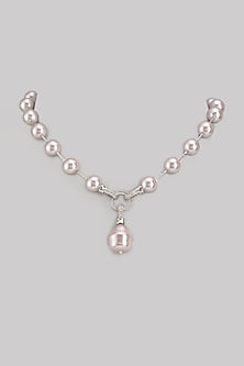 Gold Finish Pearl & Zircon Mala Necklace