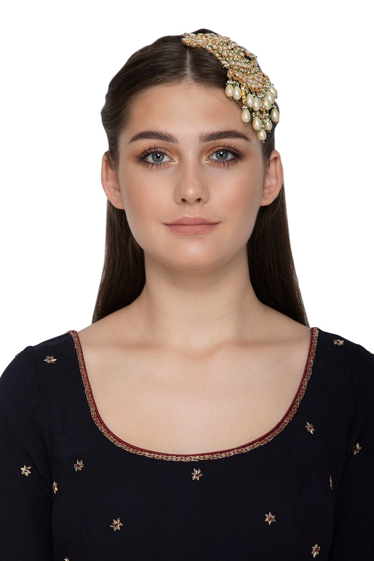 Gold Finish Kundan & Pearls Passa