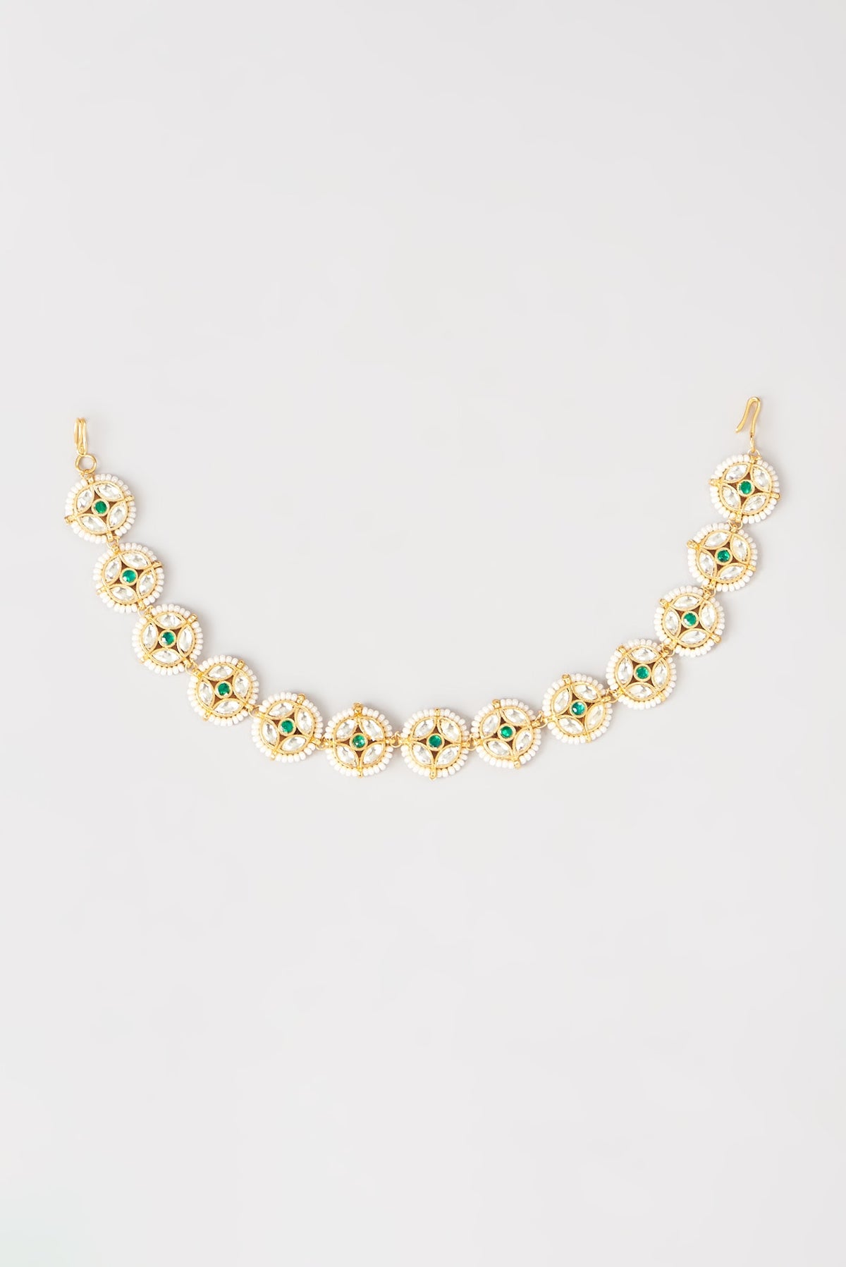 Micro Gold Finish Kundan Polki & Pearl Sheeshphool