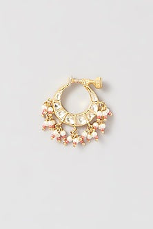 Gold Finish Kundan Polki & Pearl Nath