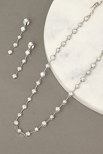 White Finish Zircon Necklace Set