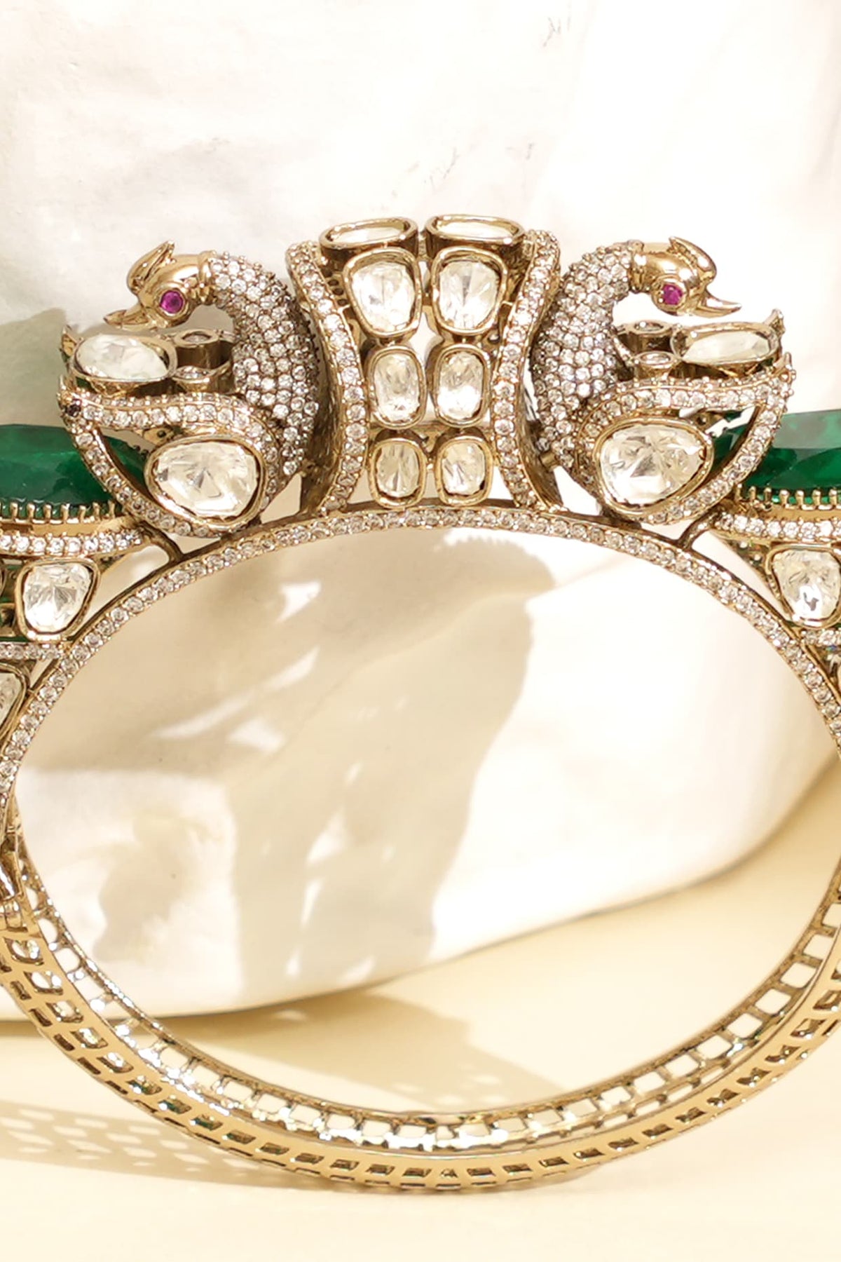 Gold Plated Kundan Polki Openable Kada