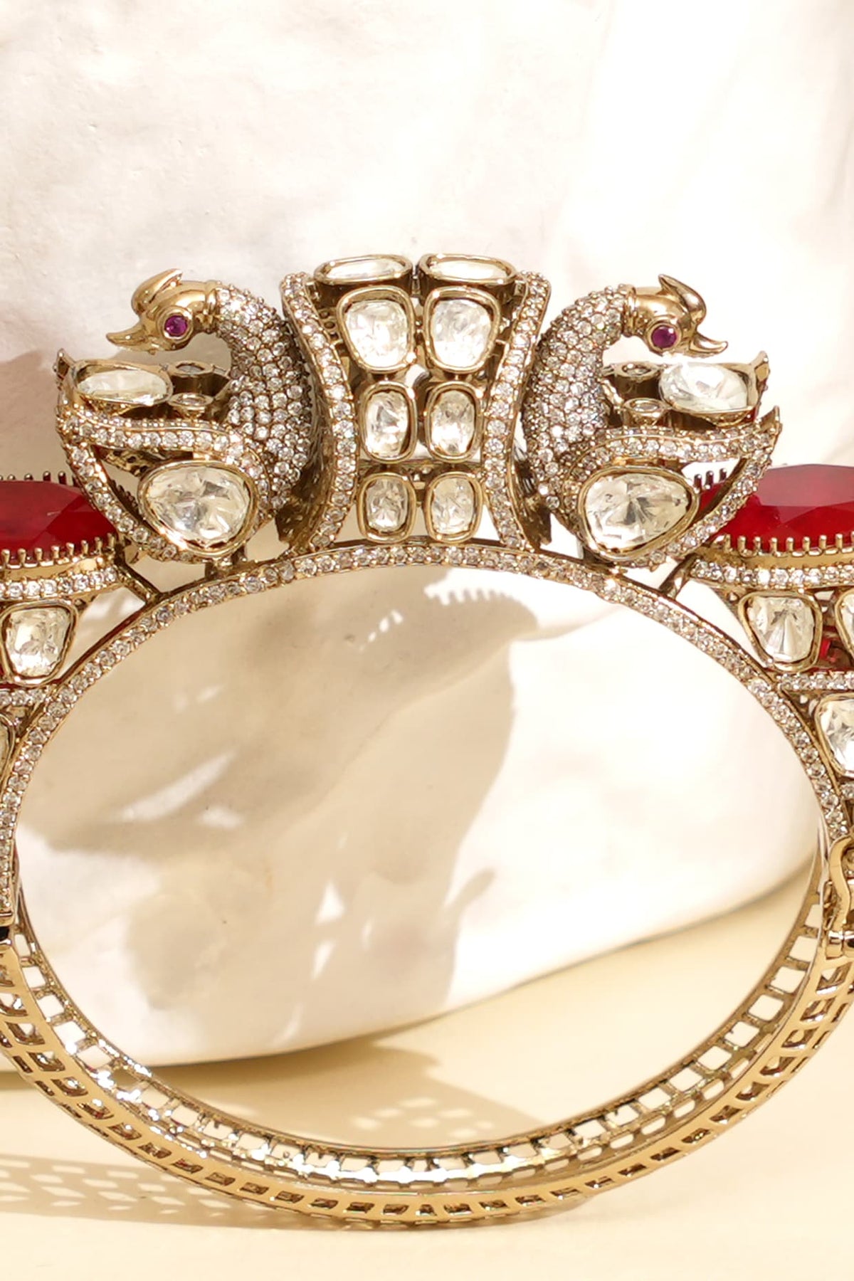 Gold Plated Kundan Polki Openable Kada