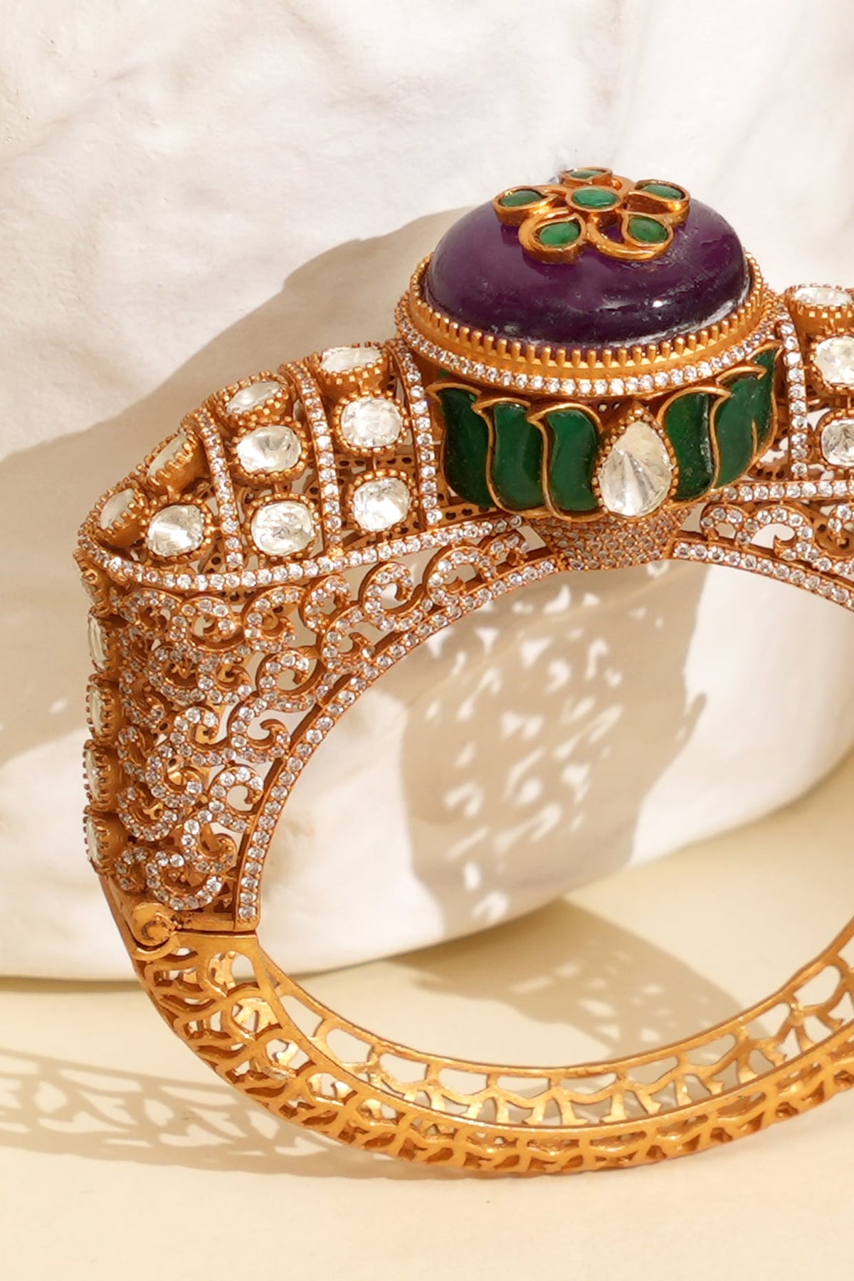 Gold Plated Kundan Polki Openable Kada
