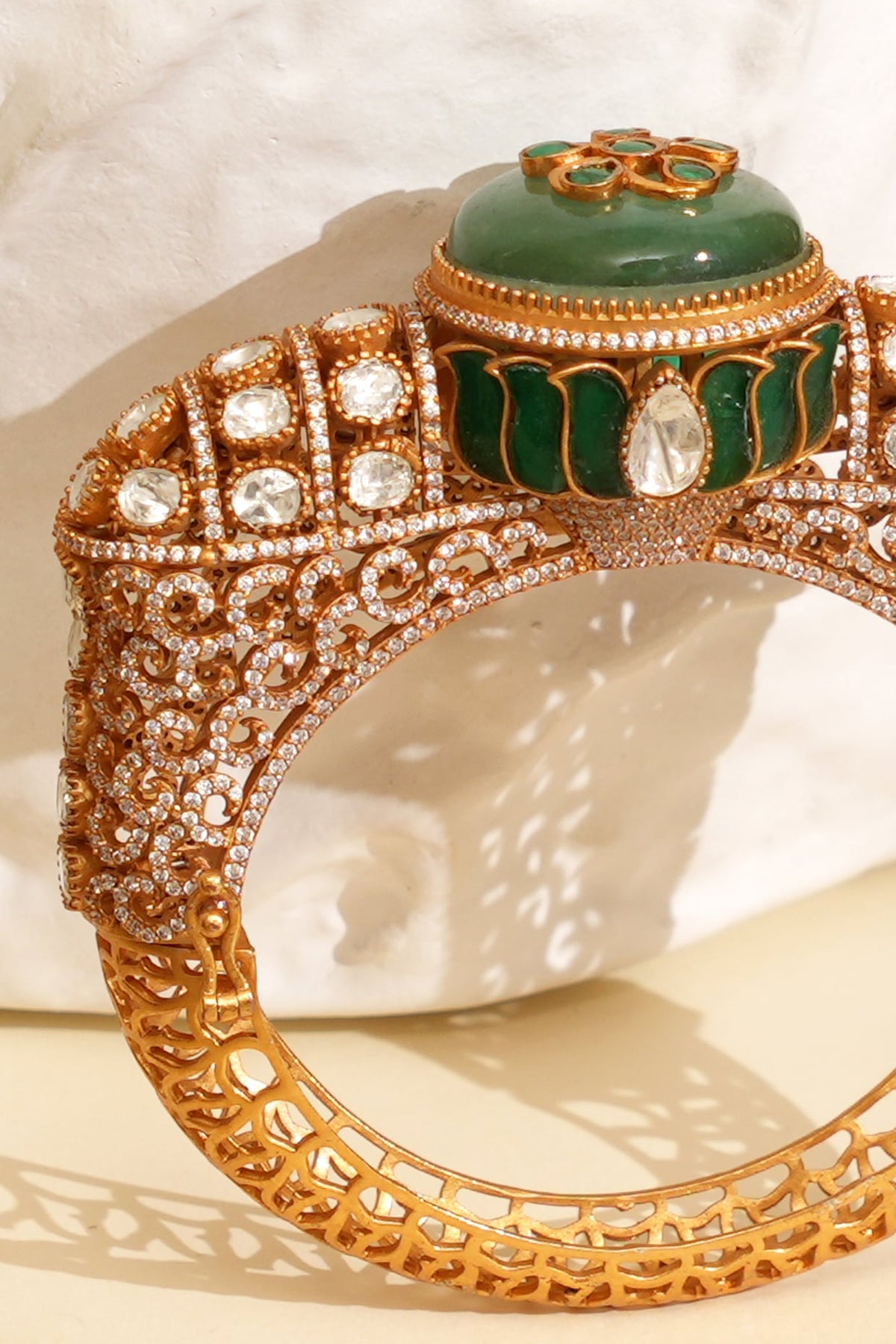 Gold Plated Kundan Polki Openable Kada
